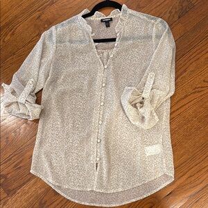 Express Cream Button-Up Blouse